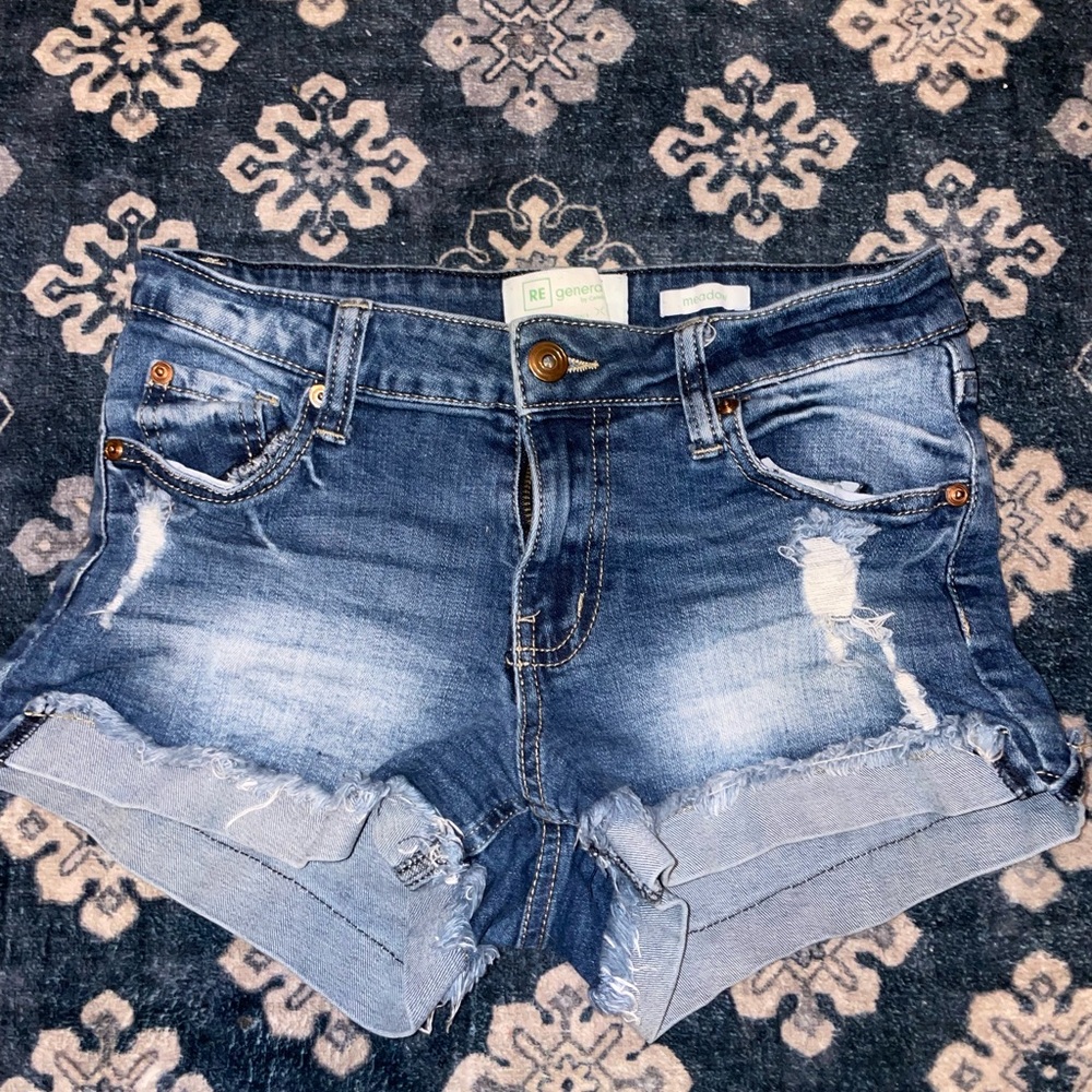 Cotton Celebrity Pink Distressed Blue Jean Shorts